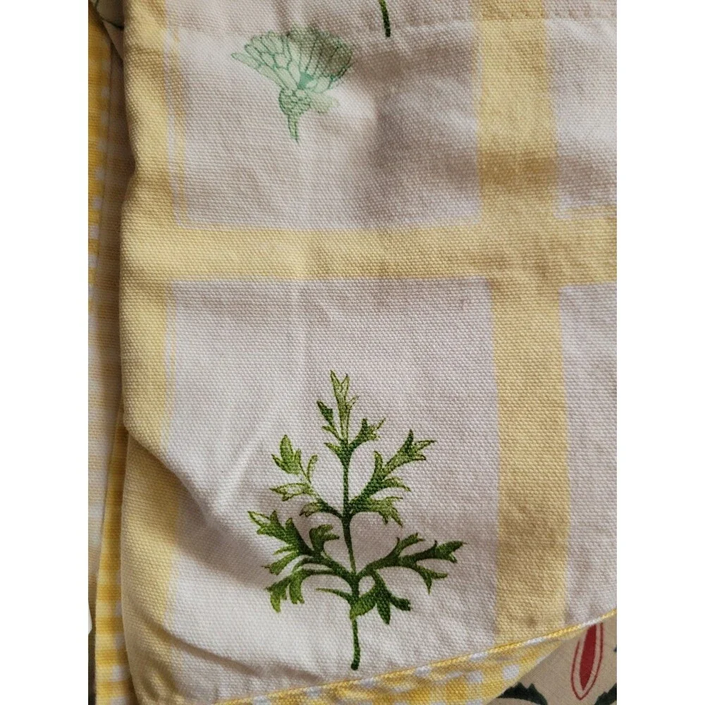 2 Waverly Pastoral Valance Botanical Yellow Gingham Butterfly Leaves 78 x 15